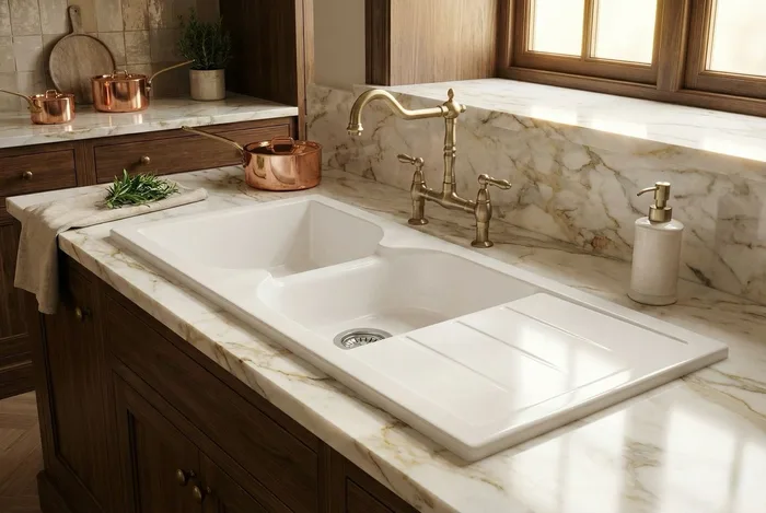 Bluestone Soltana — Évier deux cuves · 116 × 50 cm