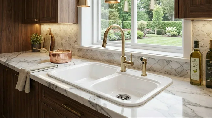 Bluestone Samba — Évier deux cuves · 80 × 50 cm