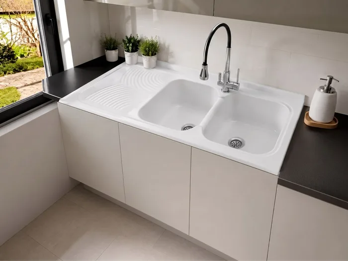 Bluestone Rocco — Évier deux cuves · 120 × 50 cm
