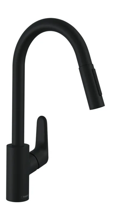 Hansgrohe Focus M41 — Mitigeur à bec extractible · Noir mat