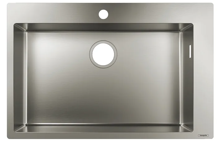Hansgrohe S71 — Évier une cuve · 74 × 48 cm · Inox brossé