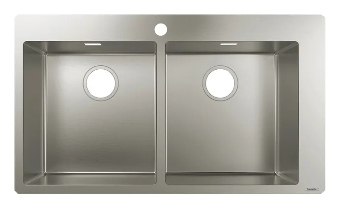 Hansgrohe S71 — Évier deux cuves · Inox brossé