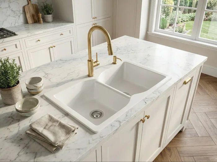Bluestone Twix — Évier deux cuves · 80 × 50 cm