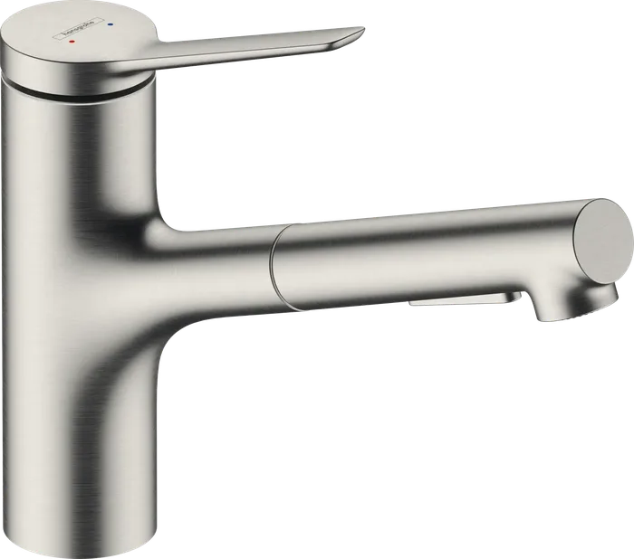 Hansgrohe Zesis M33 150 — Mitigeur à bec extractible · Inox brossé