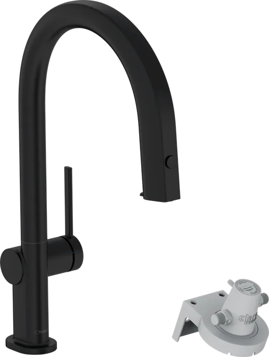 Hansgrohe Aqittura — Mitigeur à bec extractible · Noir mat