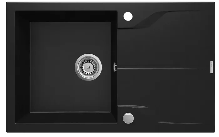 Deante Andante — Évier une cuve · 78 × 49 cm · Noir mat