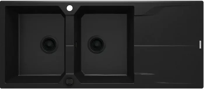 Deante Andante — Évier deux cuves · 116 × 50 cm · Noir mat