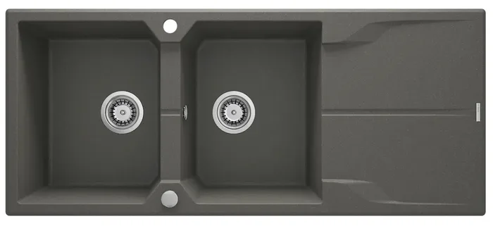 Deante Andante — Évier deux cuves · 116 × 50 cm · Anthracite métallisé