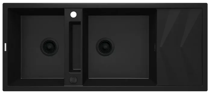 Deante Magnetic — Évier deux cuves · 116 × 50 cm · Noir mat