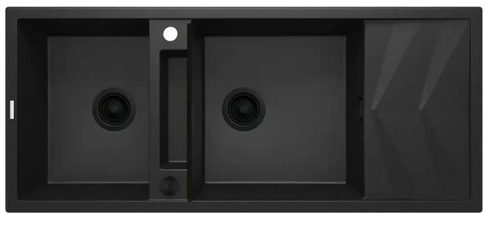 Deante Magnetic — Évier deux cuves · 116 × 50 cm · Graphite métallique