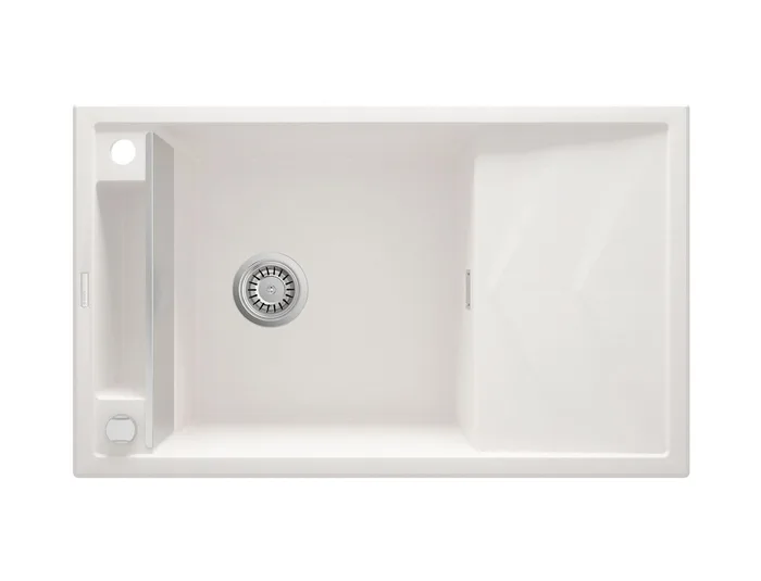 Deante Magnetic — Évier une cuve · 82 × 50 cm · Blanc albâtre
