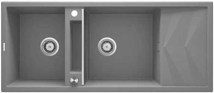 Deante Magnetic — Évier deux cuves · 116 × 50 cm · Gris métallisé