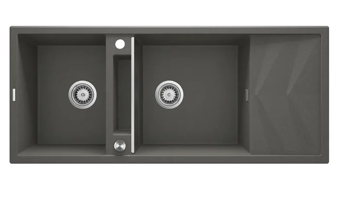 Deante Magnetic — Évier deux cuves · 116 × 50 cm · Anthracite métallisé