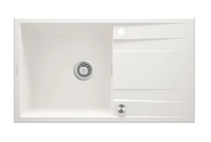 Deante Eridan — Évier une cuve · 86 × 50 cm · Blanc albâtre