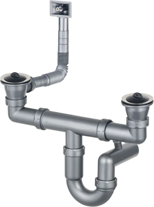 Deante Space Saver — Vidage pour deux cuves · Gris