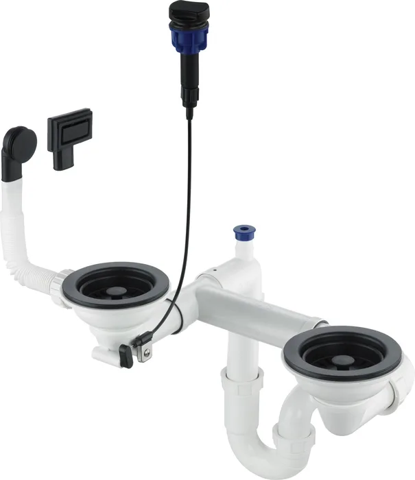 Deante Space Saver — Vidage pour deux cuves · Noir mat