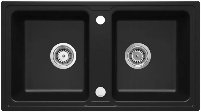 Deante Zorba — Évier deux cuves · 78 × 43,5 cm · Noir mat