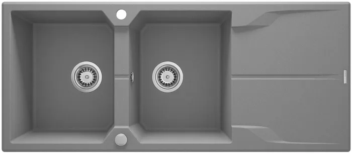 Deante Andante — Évier deux cuves · 116 × 50 cm · Gris métallisé
