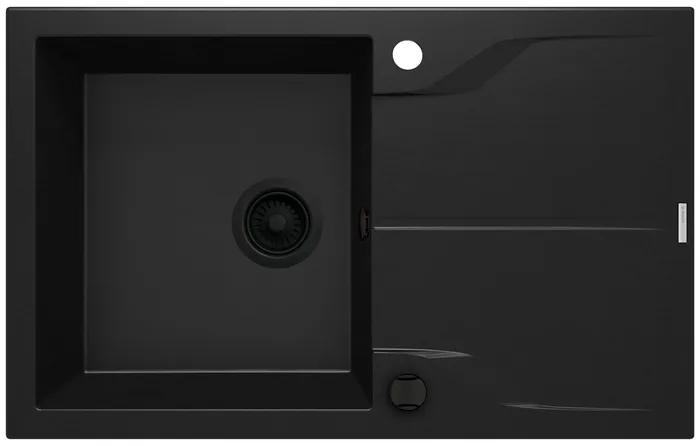 Deante Andante Flush — Évier une cuve · 78 × 49 cm · Noir mat