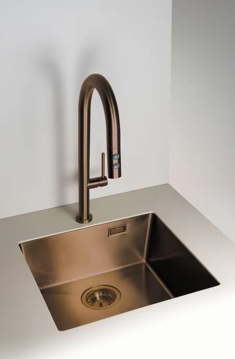 Deante Olfato — Mitigeur à bec extractible · PVD bronze brossé