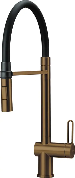 Deante Magnetic — Mitigeur à bec extractible · Bronze brossé et noir mat